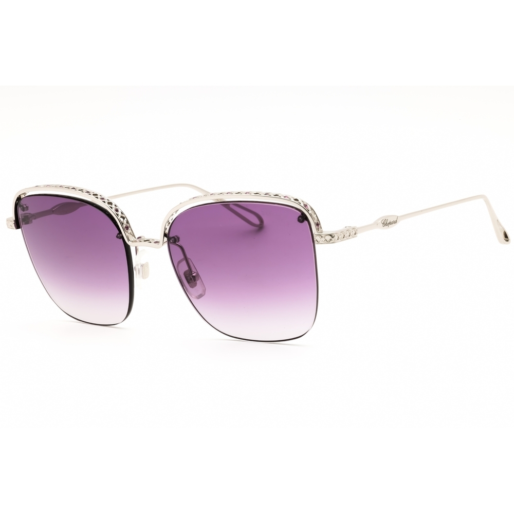 NWT Chopard SCHD45S Palladium Rectangle 57mm Sunglasses